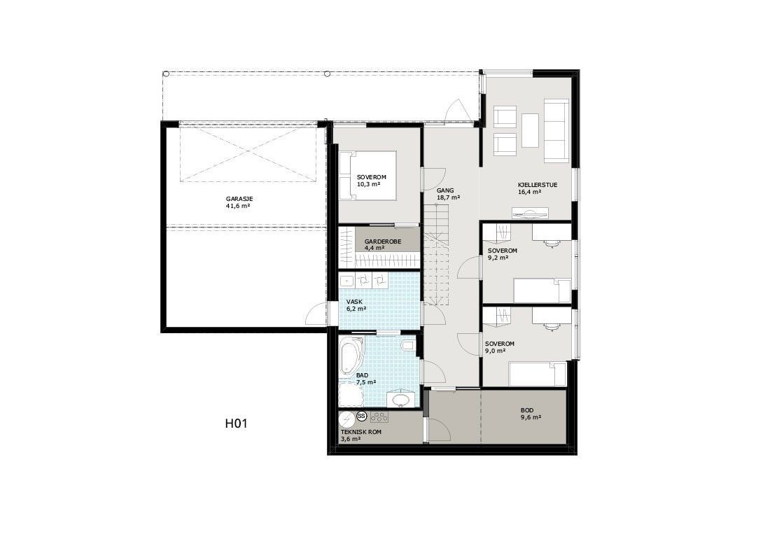 Planløsning 1. etasje Galleribilde