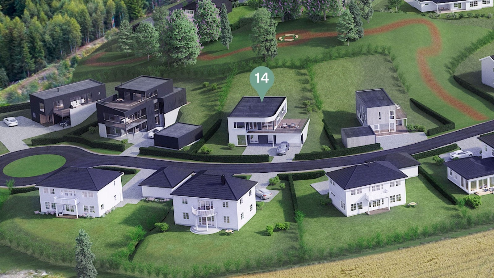 Illustrasjon av boligen på tomt 14. Illustrasjonen vil avvike. Galleribilde