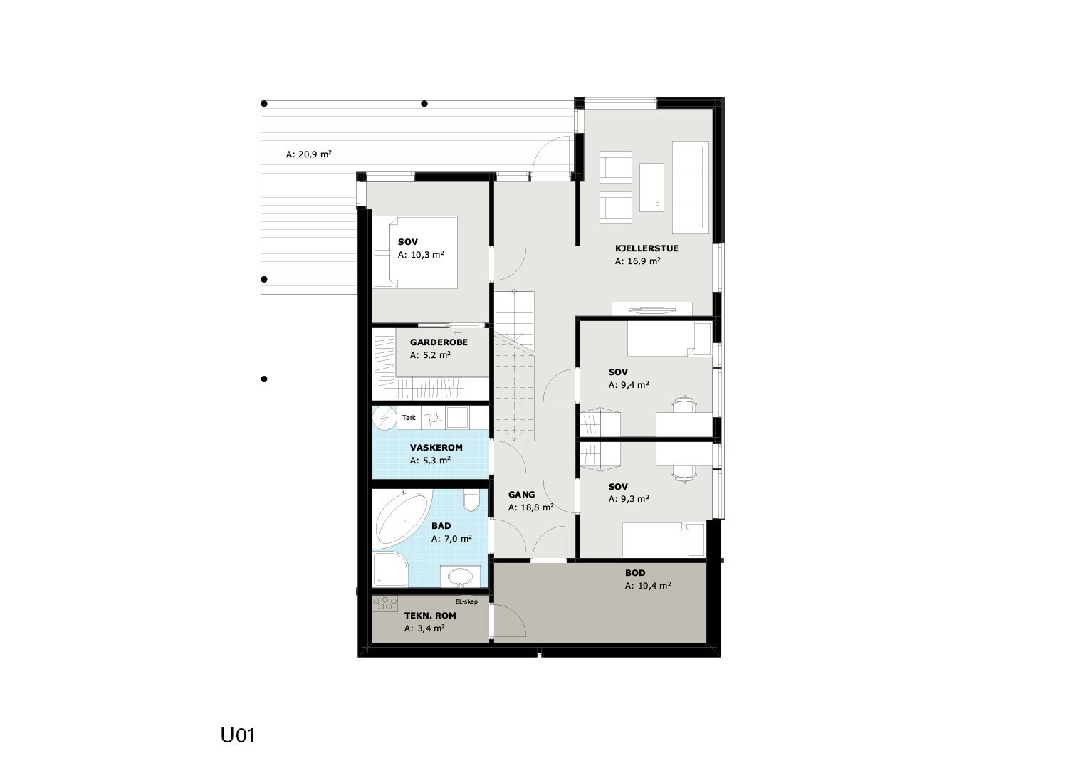 Planløsning underetasje Galleribilde