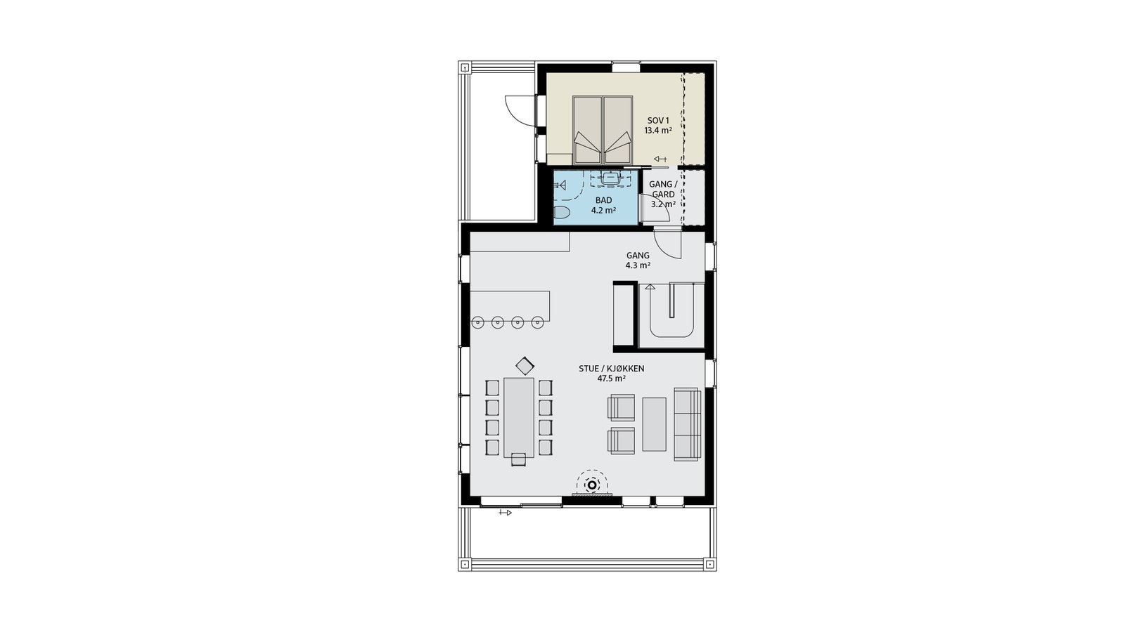 Forslag til planløsning 2.etasje Galleribilde