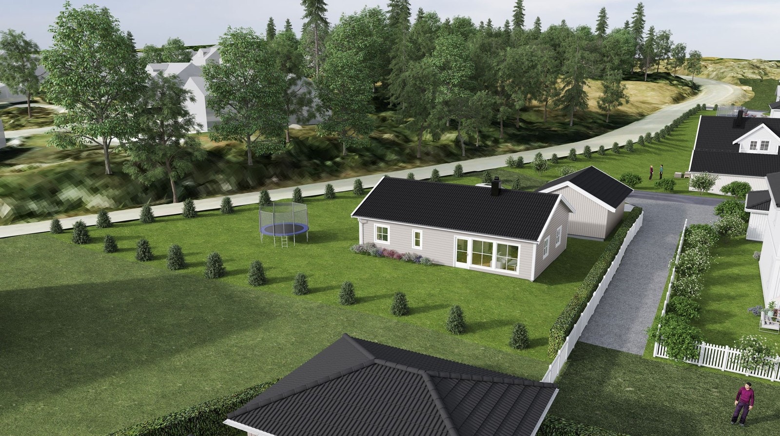 Tomt 1 - 873 m2. Vårt forslag på tomten: Heimen - 88,5 m2 Galleribilde