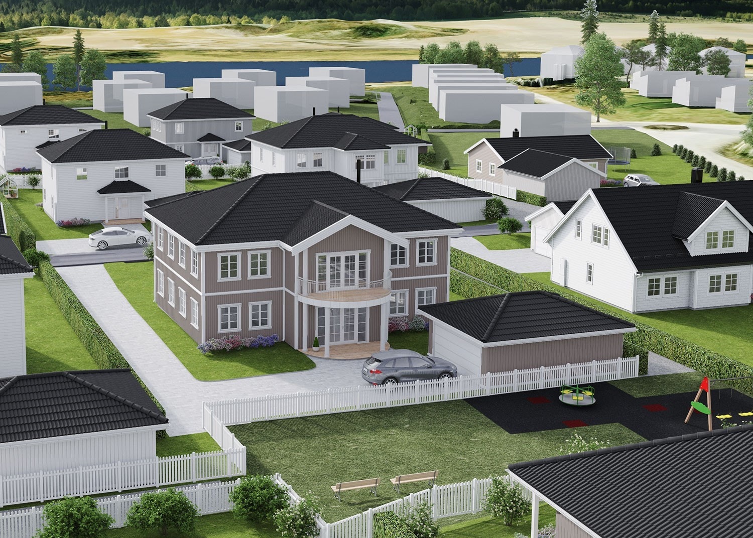 Tomt 18 - 893 m2. Vårt forslag på tomten: Herskapelig Odel - 320,8 m2 Galleribilde