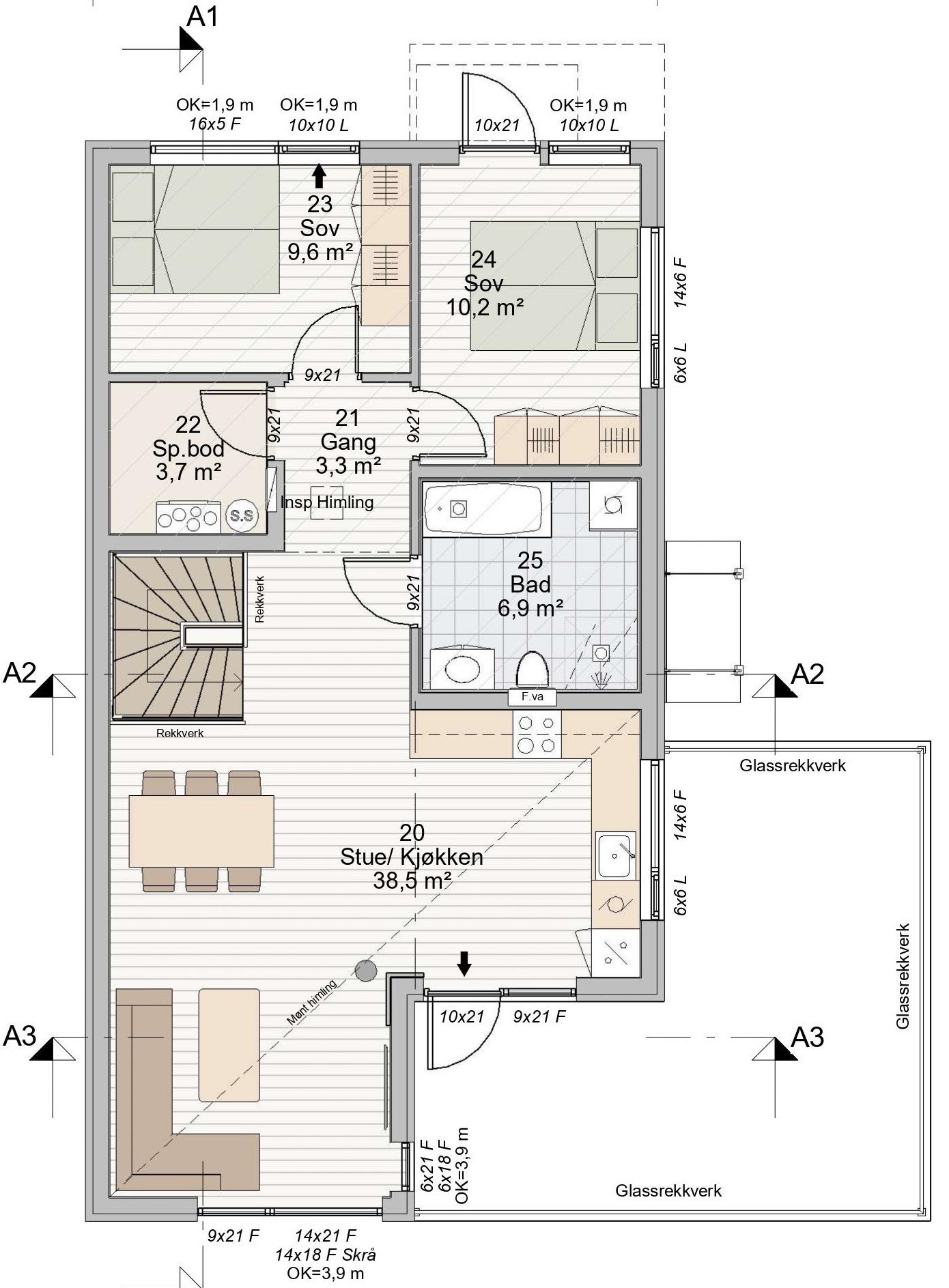 Planløsning 2. etasje Galleribilde