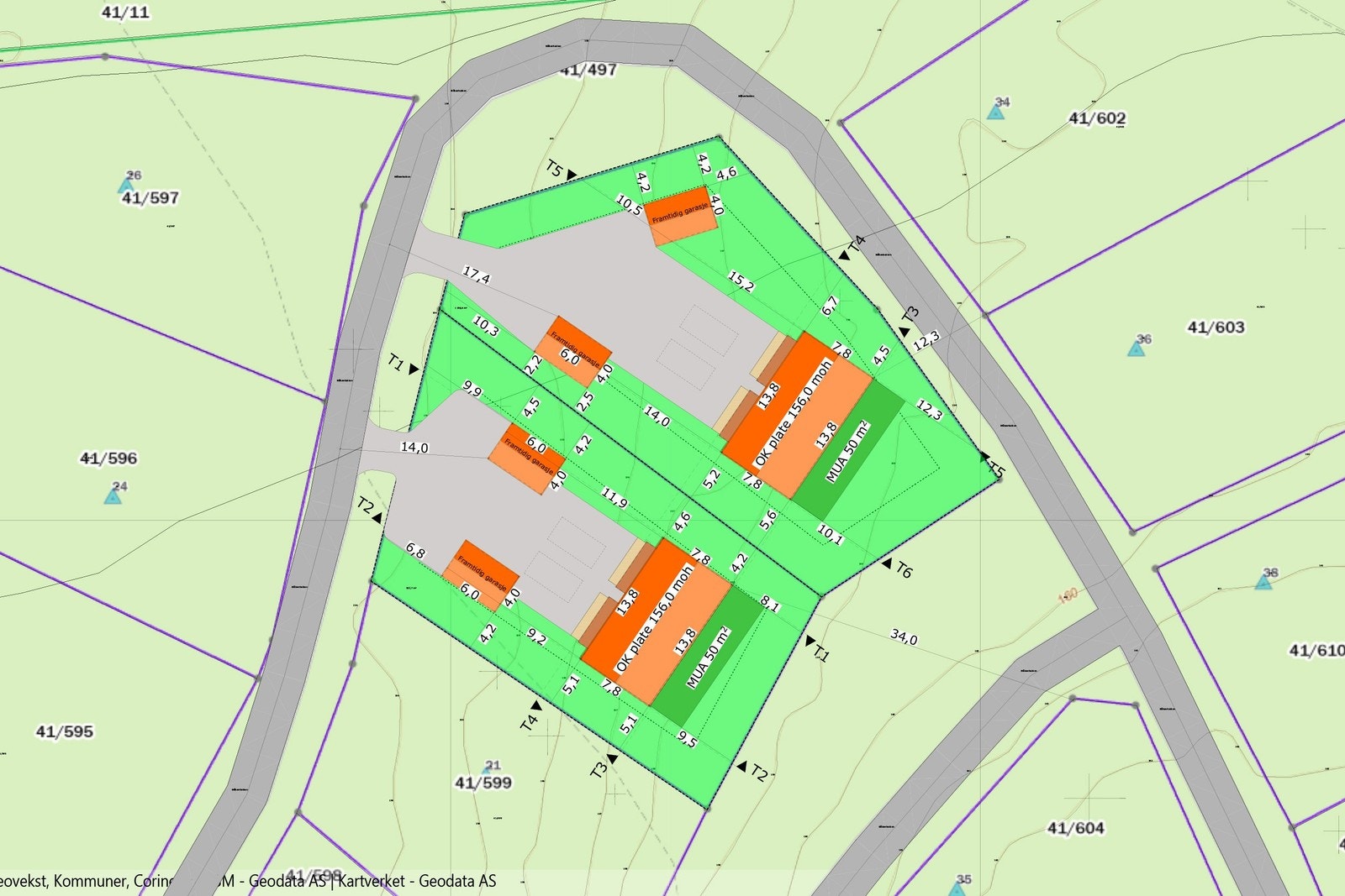 Situasjonsplan Blåbærbakken 23 og 25 Galleribilde