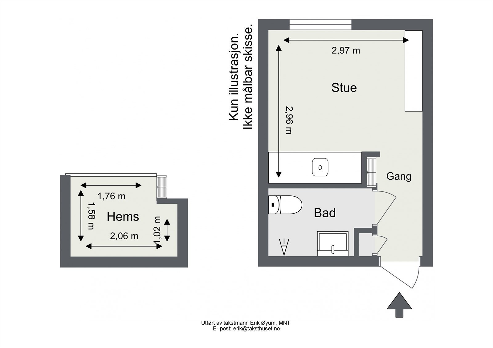 Plantegning utført av takstmann. Galleribilde