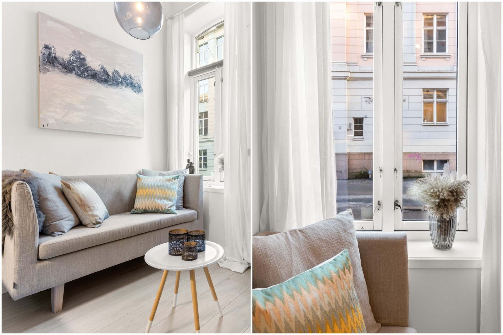 Her vil man ha store vinduer som slipper godt med naturlig lys inn i leiligheten. Galleribilde