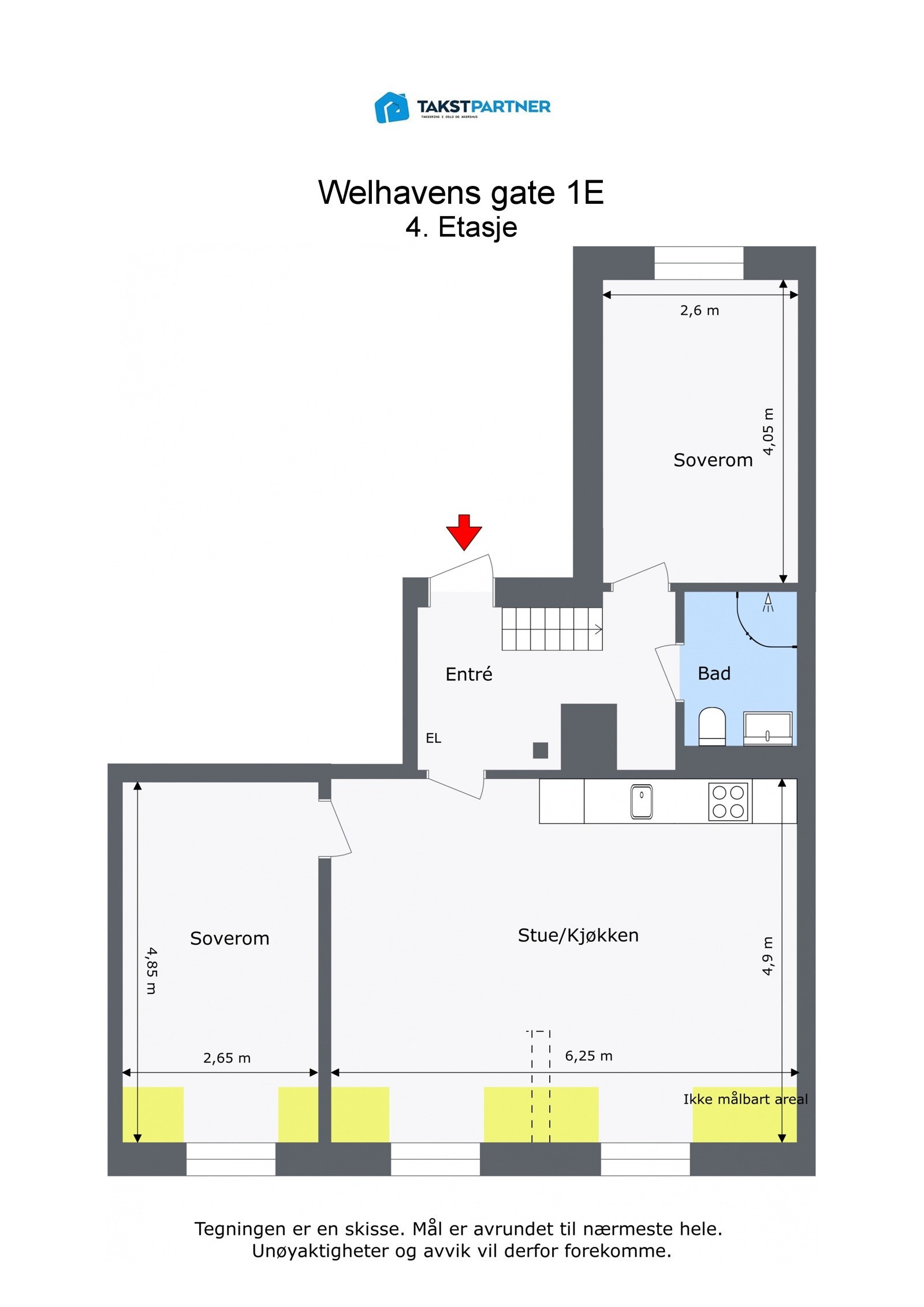Plantegning Welhavens gate 1E. Galleribilde