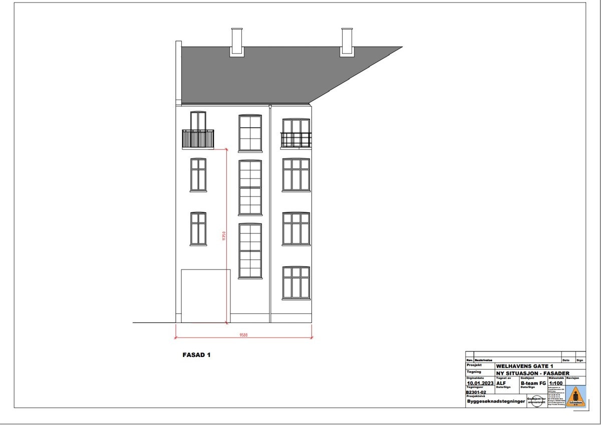 Bilde av fasade med balkong Galleribilde