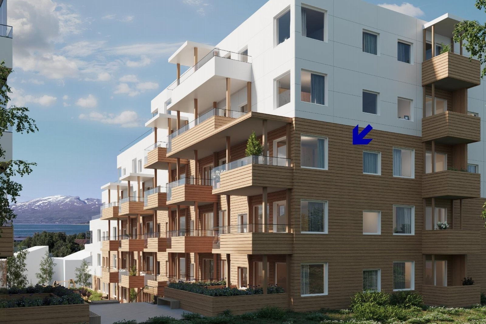 Leiligheten vil ved ferdigstillelse ha moderne standard, stor balkong og parkering i garasje.