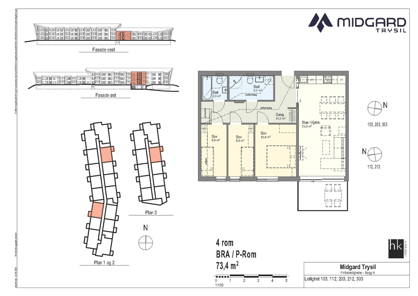 Det tilbys ulike størrelser og planløsning. For alle størrelser, plantegninger og priser, se; https://www.midgardtrysil.no/boligvelger/ Galleribilde