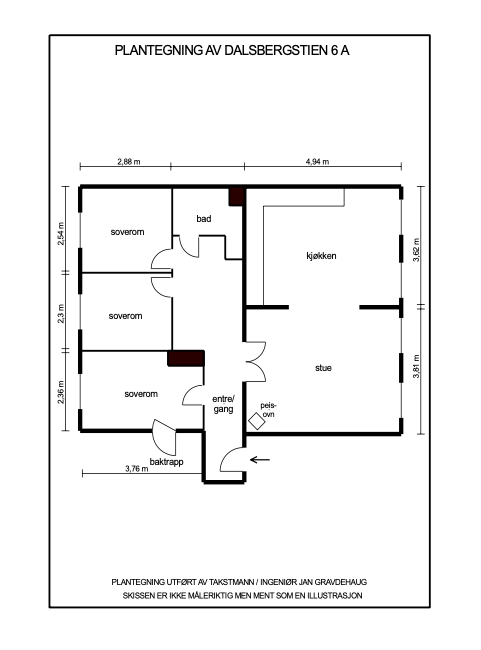 Plantegning - Dalsbergstien 6A. Galleribilde