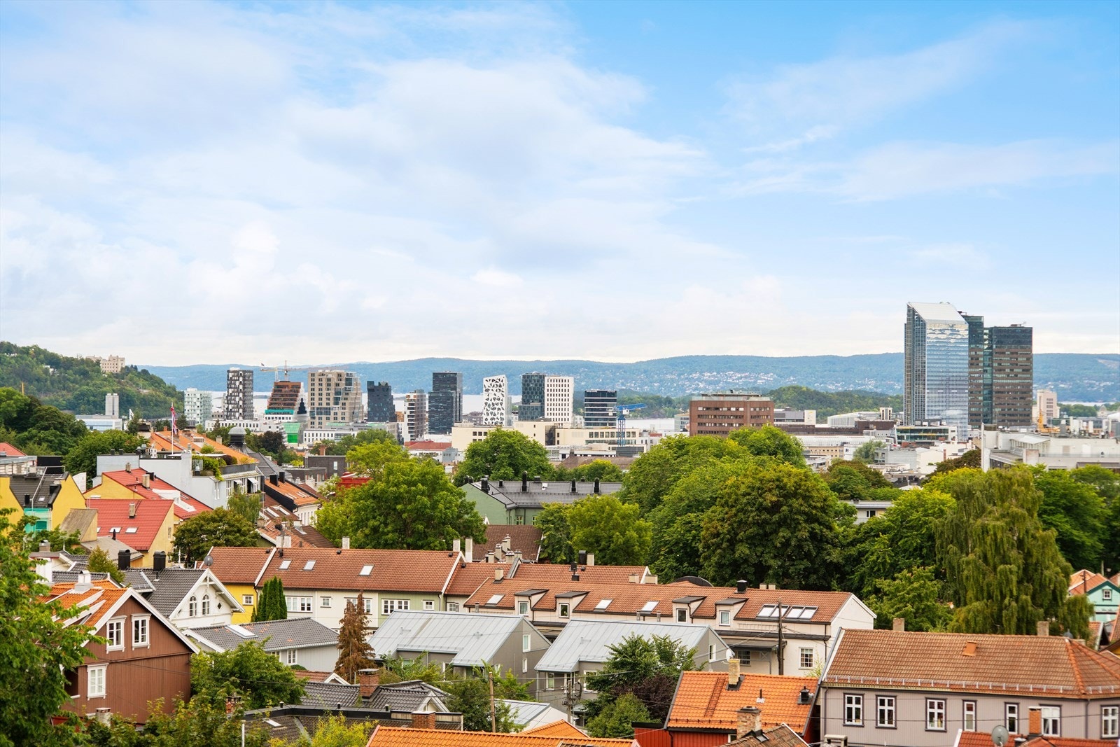 Fra takterrassen har du direkte utsikt over den bevaringsverdige trehusbebyggelsen på Rodeløkka. Galleribilde