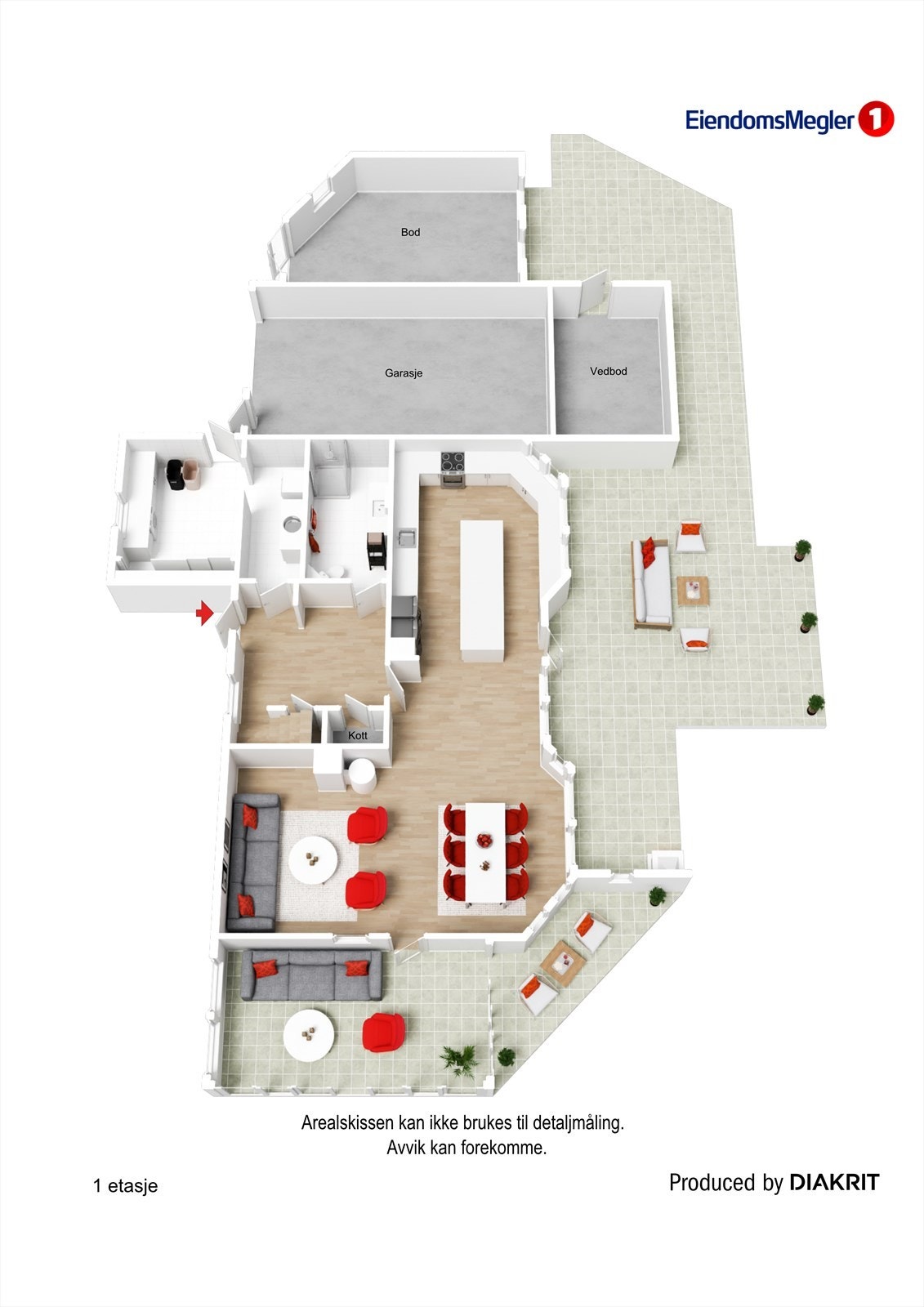 3D Plantegning - 1. Etasje Galleribilde