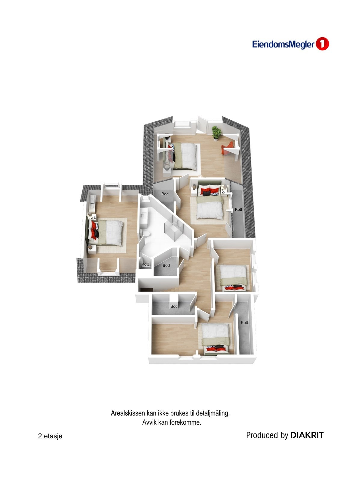 3D Plantegning - 2. Etasje Galleribilde