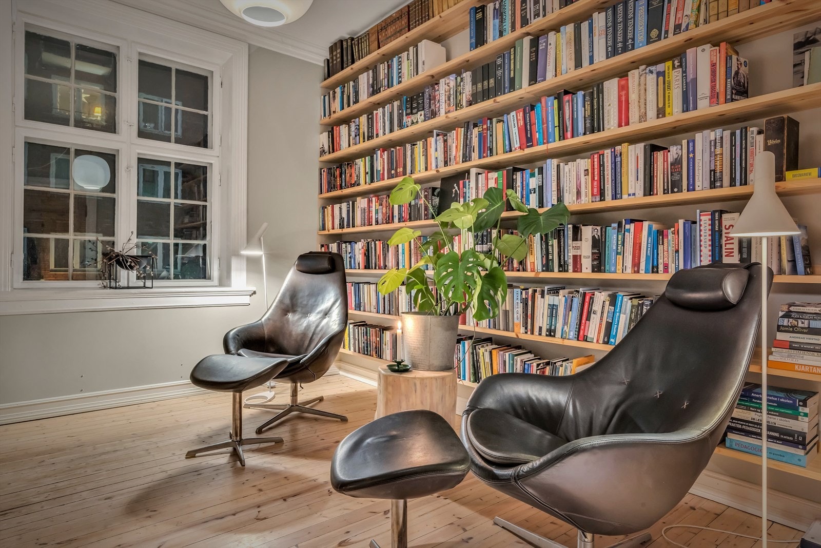 Flotte plassbygde hyller som ble montert av møbelsnekker i 2020. Galleribilde