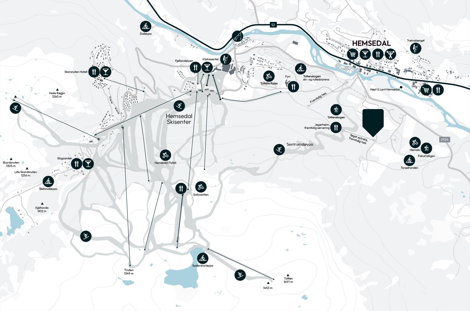 Nyørk ligger sentralt mellom Hemsedal Skisenter og Hemsedal sentrum med nærhet til en rekke aktiviteter og turmuligheter. Galleribilde