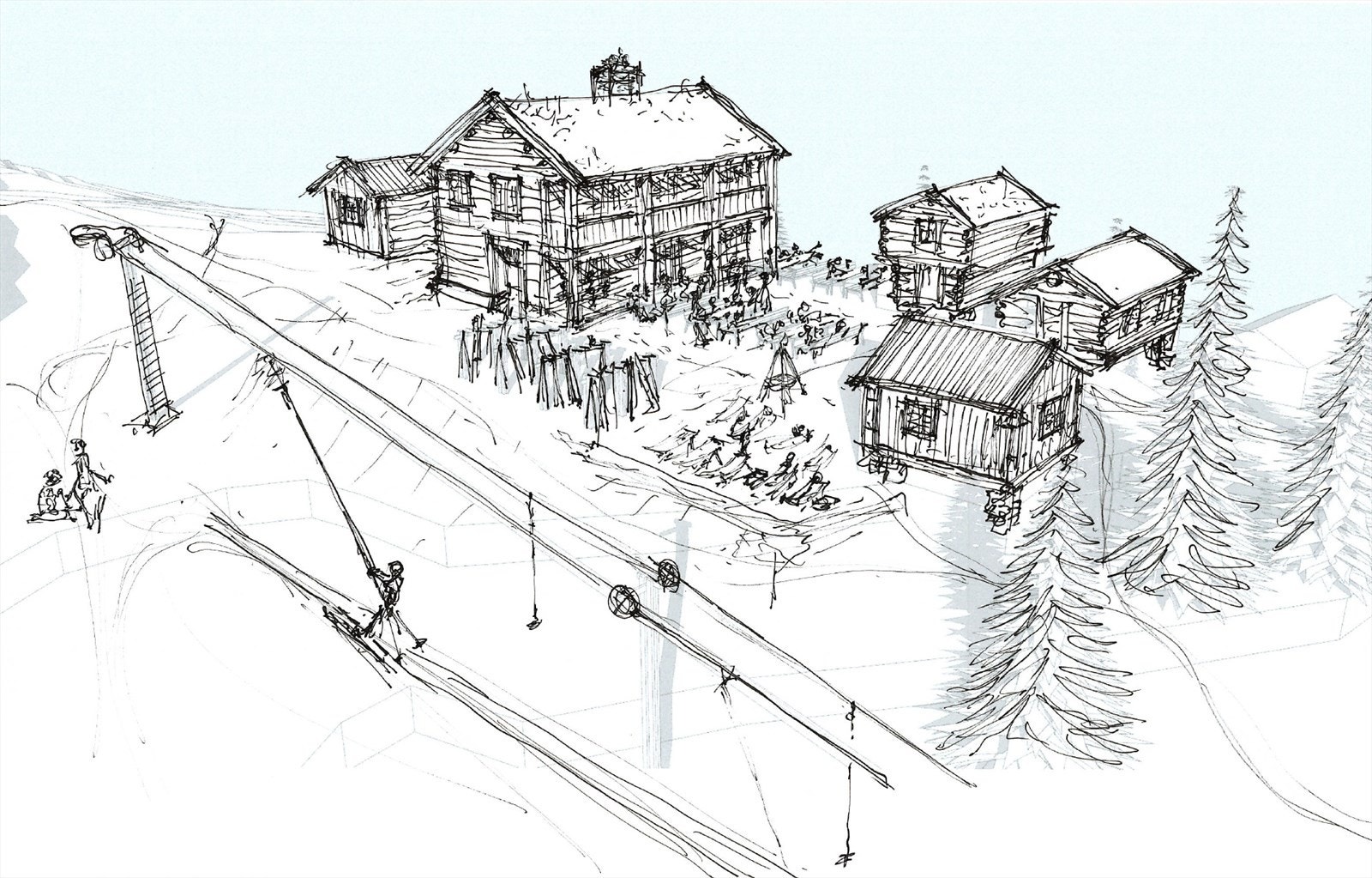 Det planlegges også servering ved toppen av planlagt heis. Denne får ski inn/ski ut fra Sentrumsløypa. Galleribilde