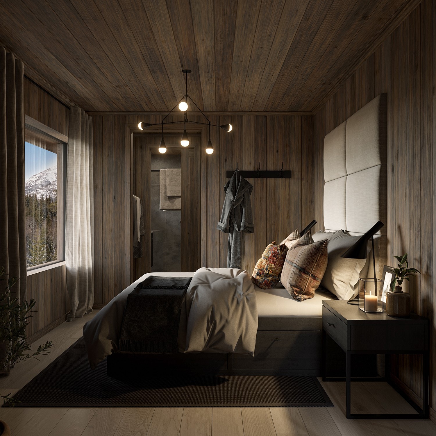 Hytta får et flott master bedroom med eget bad og romslig garderobeløsning. Galleribilde