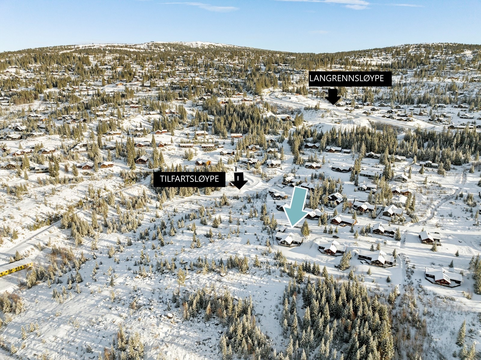 Hytta ligger fint til rett ved en av nedfartsløypene i Hafjell Galleribilde