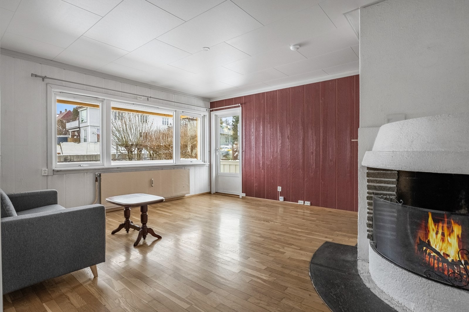 Hjørnestue med peis Galleribilde