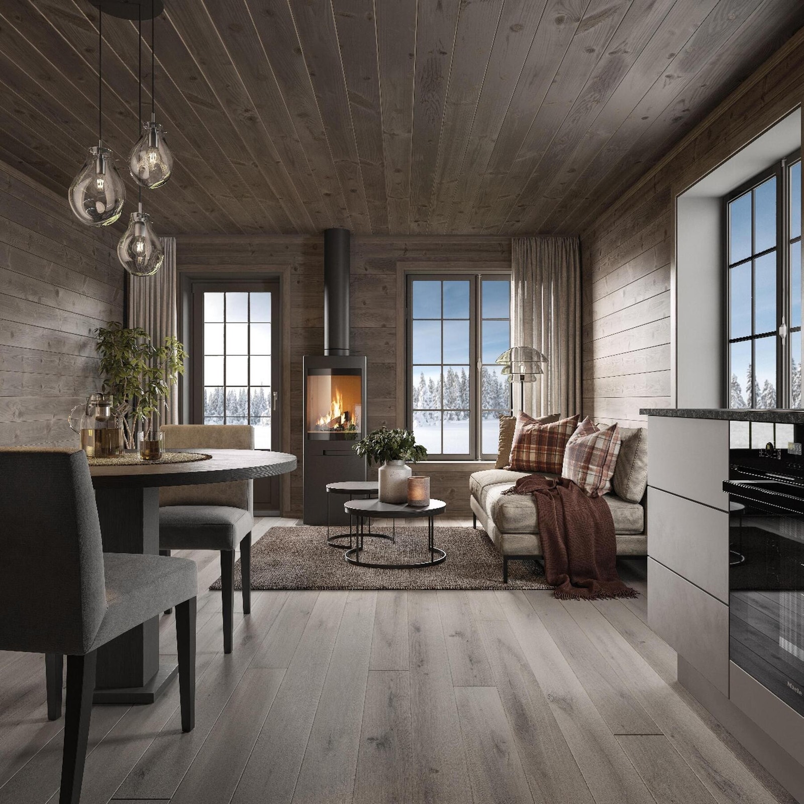 Illustrasjon kjøkken / stue Galleribilde