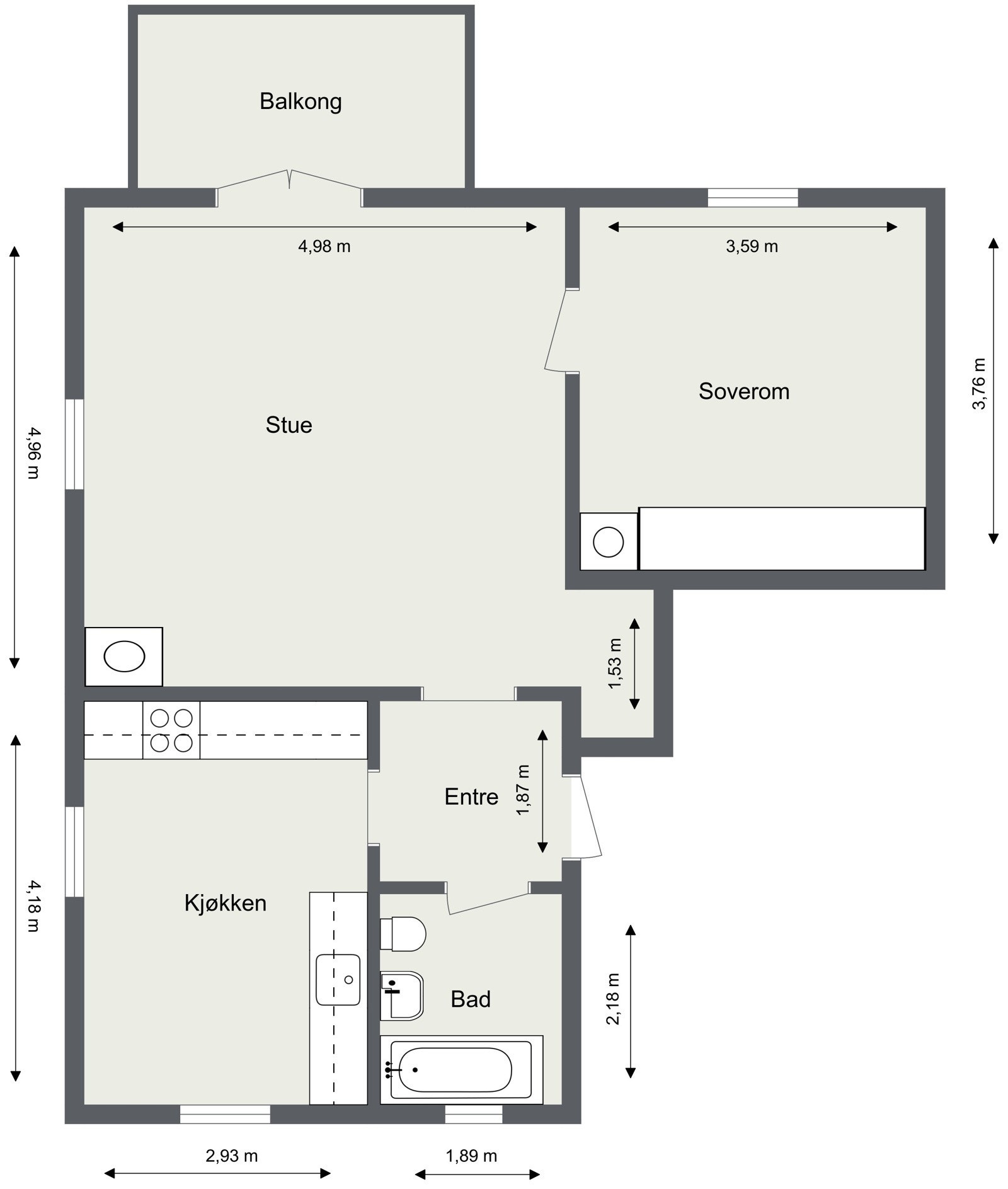 Dannevigsveien 12- 2.etg plantegning. Galleribilde