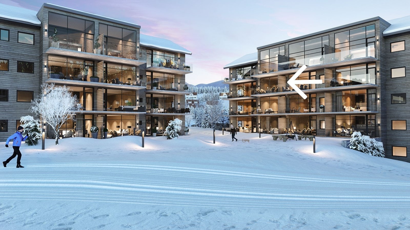 Vinteren på Geilo - Leilighetens plassering i bygget (illustrasjon) Galleribilde