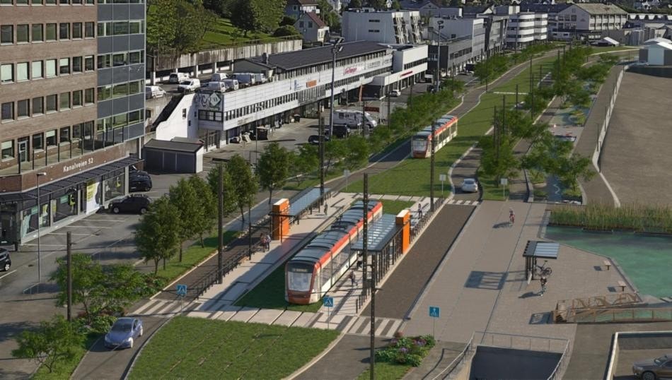 Nye bybanen til Fyllingsdalen stopper rett ved bygget Galleribilde