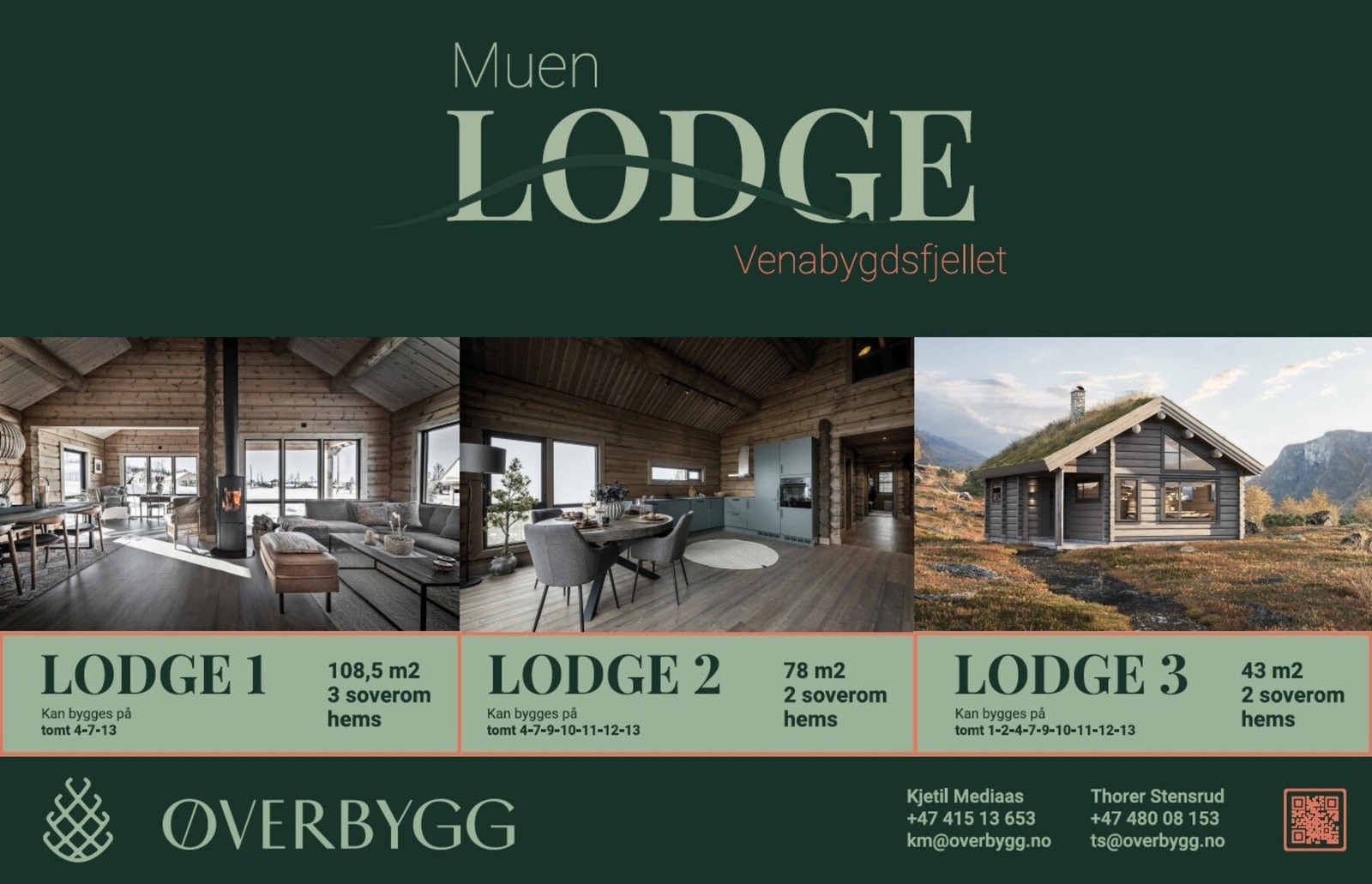 I prosjektet kan det velges mellom 3 hyttemodeller Galleribilde