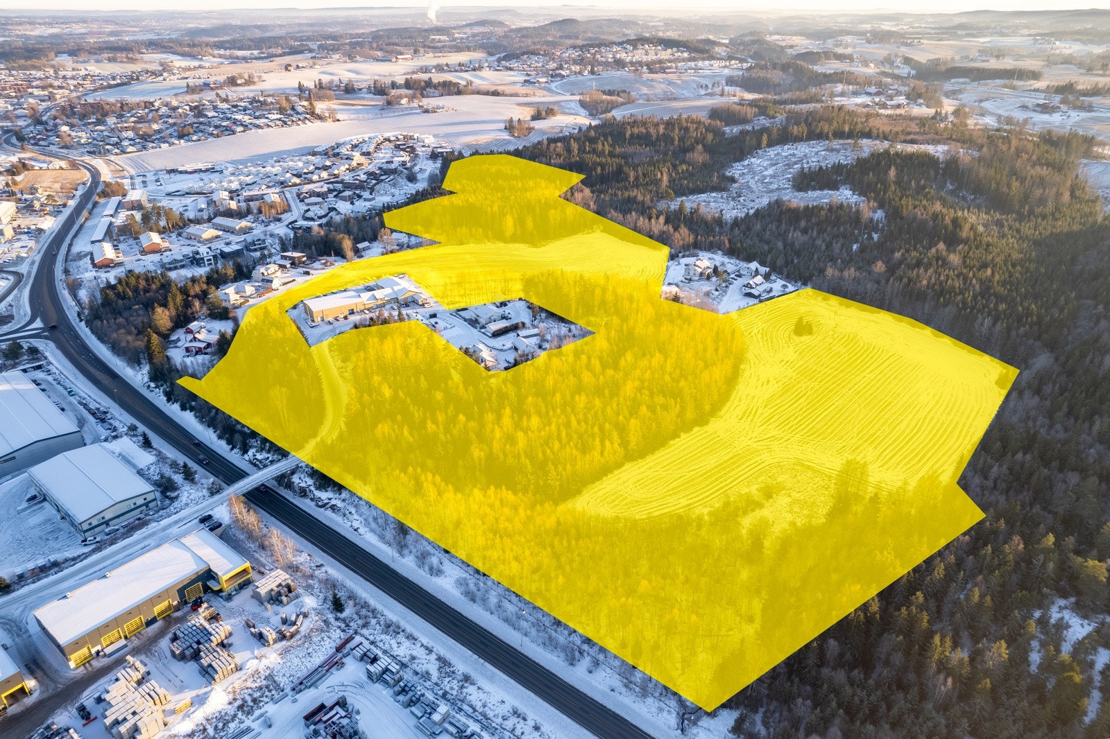 Tronstad Vestre - Eiendommen markert i gult Galleribilde