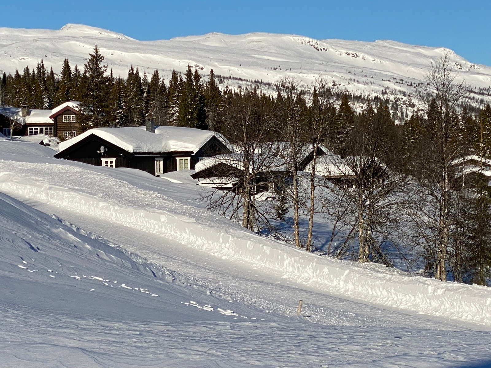 Utsikt fra stua mot Synnfjell, Svartkampen og Store Olavskampen. Galleribilde