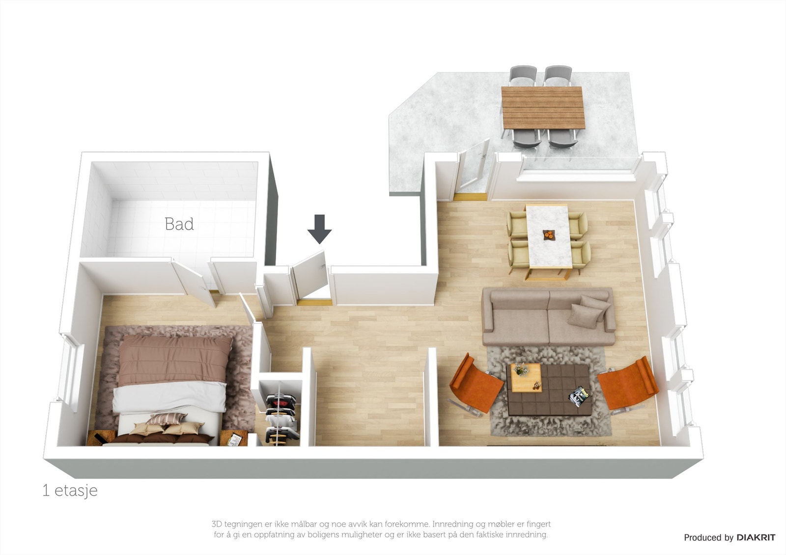 Hovedleilighet i 3D Galleribilde