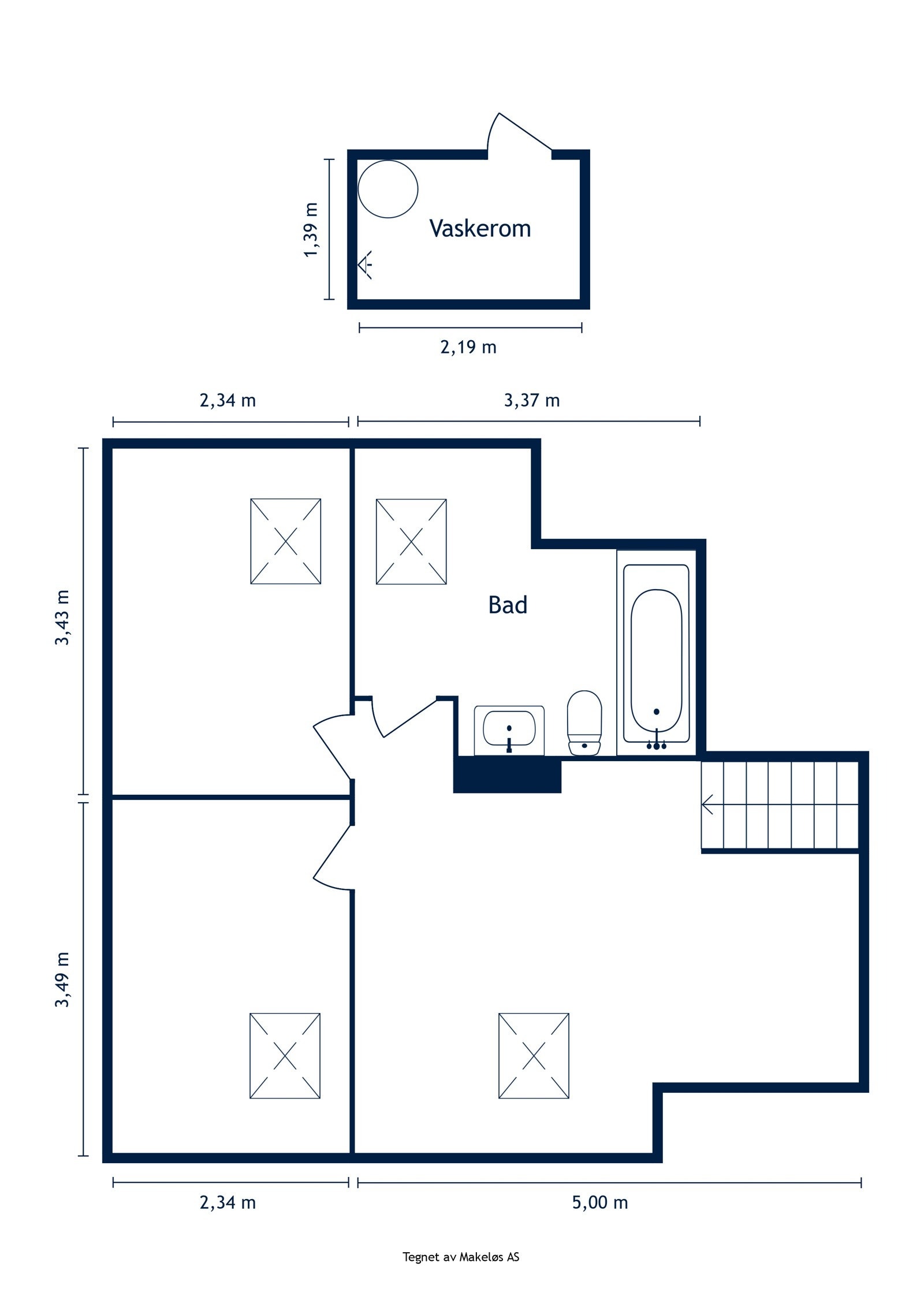 Plantegning loftsetasje. Galleribilde