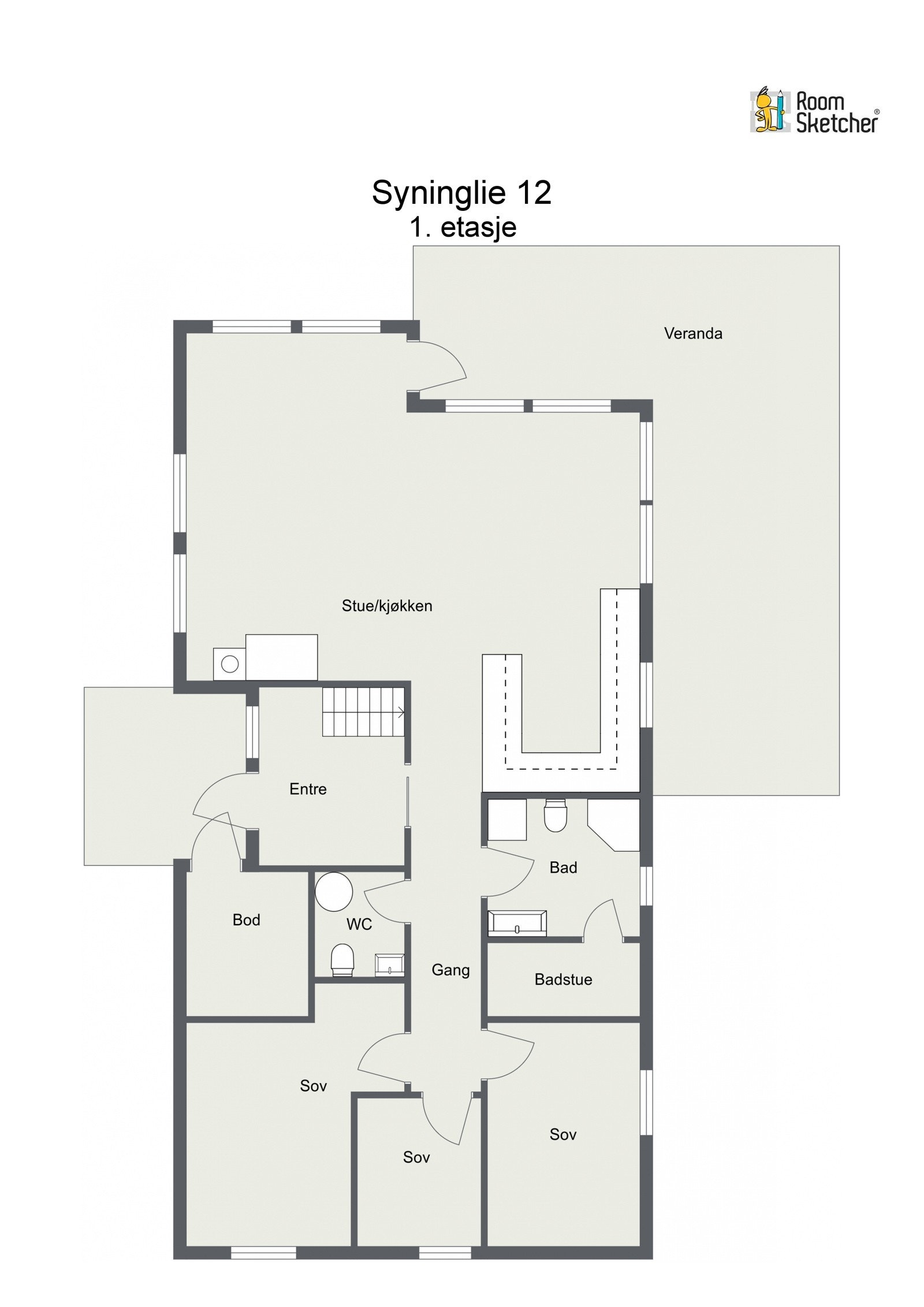Plantegning 1. etasje Galleribilde