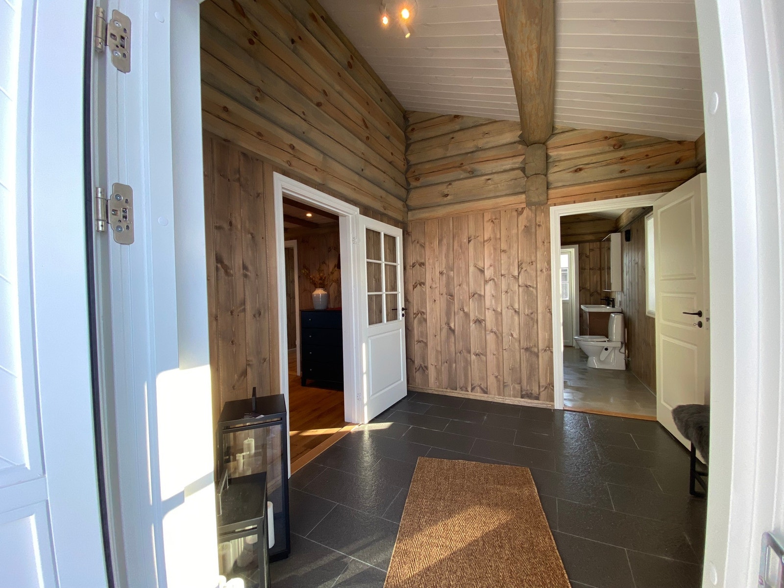 Gang med inngang til hall og bad med sauna. Galleribilde