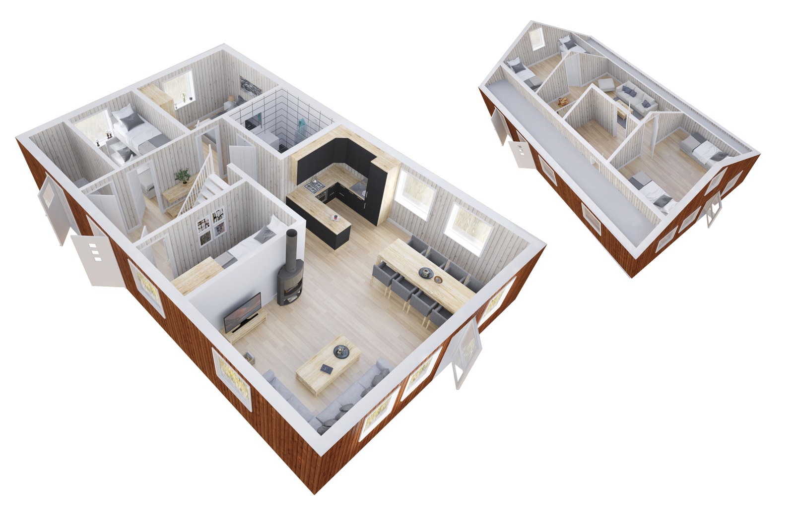 RO2 med hems - planløsning - modellen leveres mot pristillegg - med eller uten hems. Galleribilde