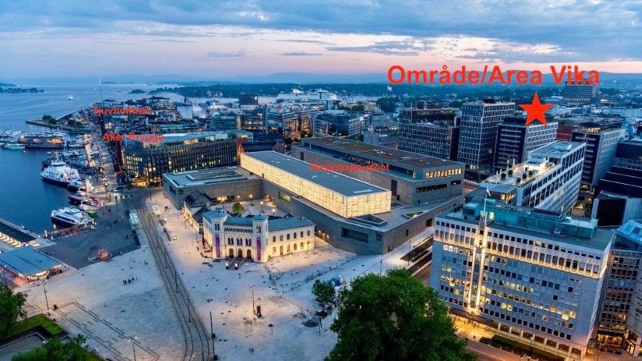 Beliggenhet rett bak Nasjonalmuseet og Aker Brygge
Location right behind the National Museum and Aker Brygge/Harbor Galleribilde