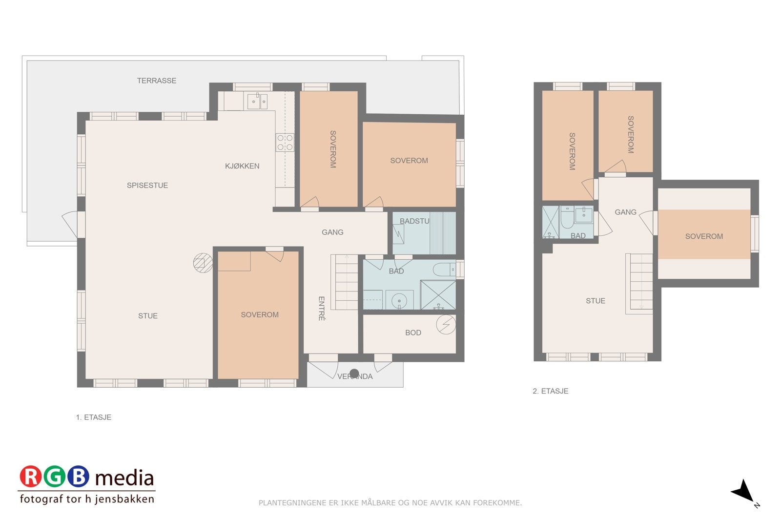 Samlet plantegning av begge etasjer. Galleribilde