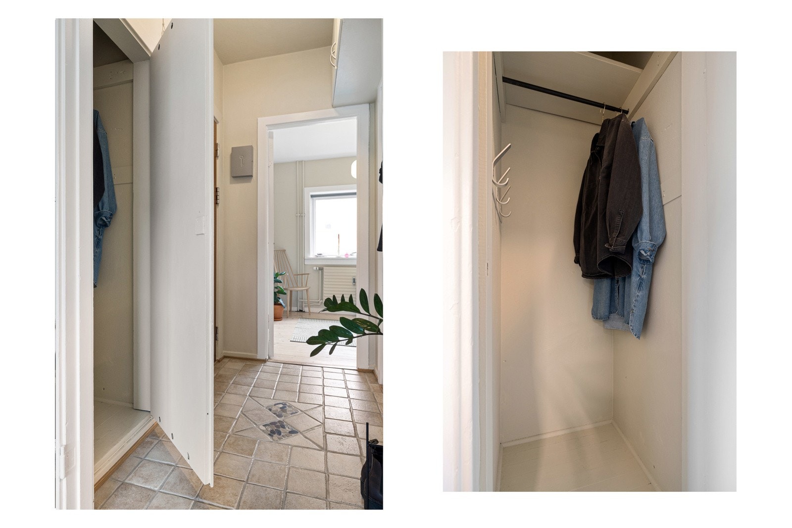 Praktisk integrert garderobe i tilknytning inngangspartiet. Galleribilde