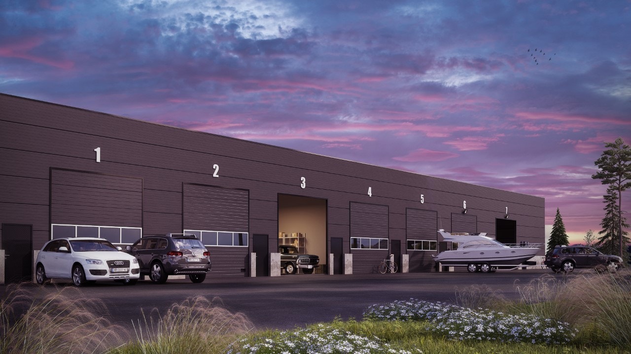 Alle seksjonene blir levert med egen kjøreport på 4x4,3 meter. Galleribilde