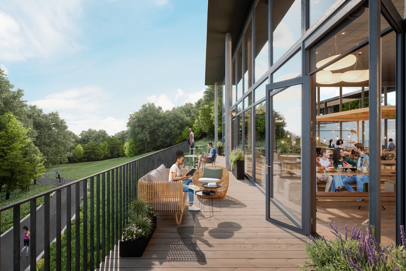 Illustrasjonsbilde av kantine og uteareal. Galleribilde