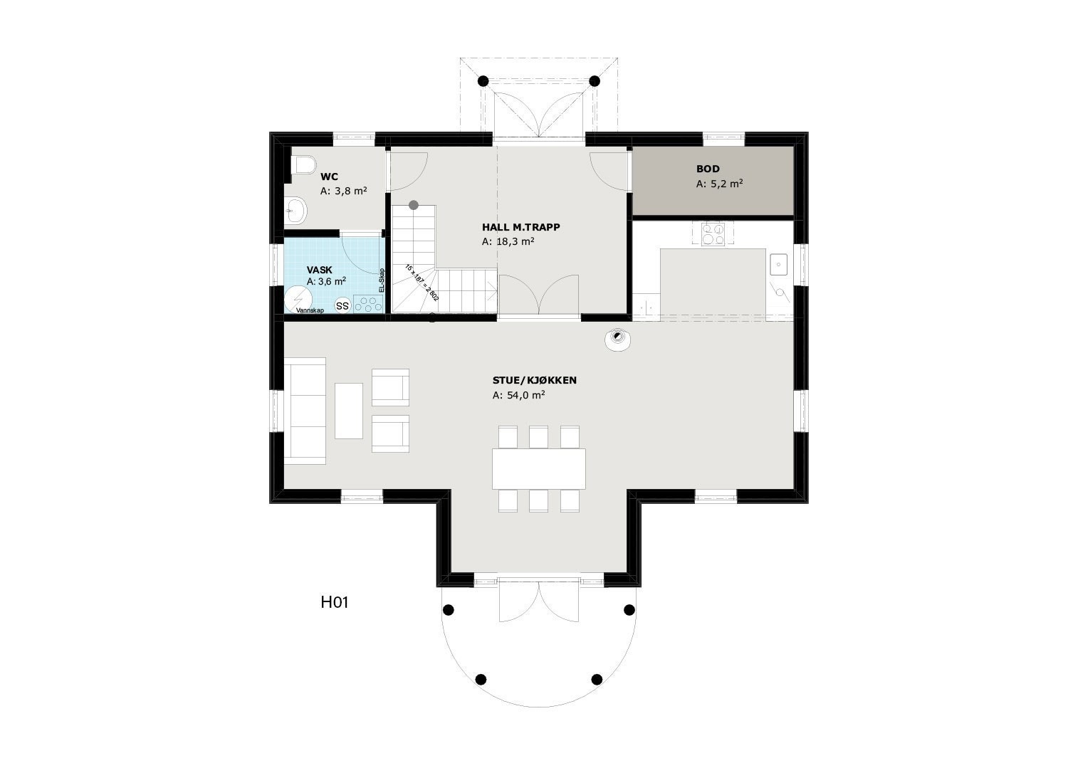 Planløsning 1. etasje Galleribilde