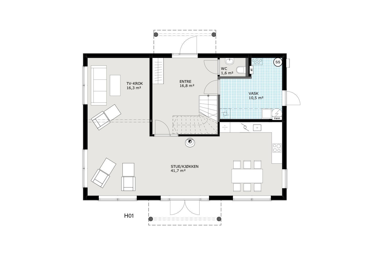 Planløsning 1. etasje Galleribilde