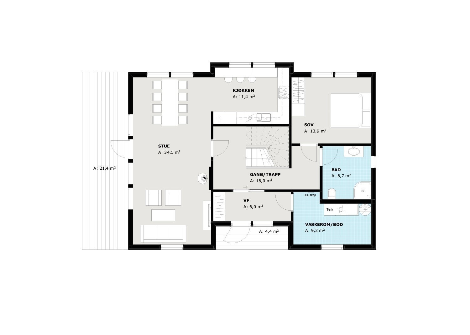 Planløsning 1. etasje Galleribilde