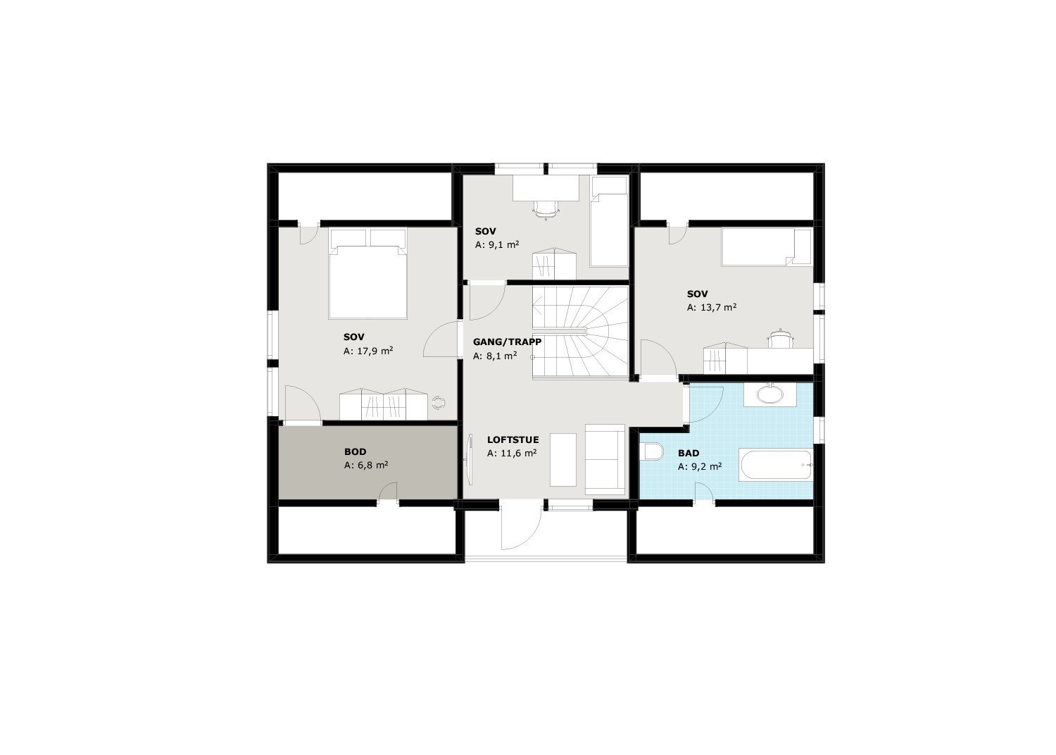 Planløsning 2. etasje Galleribilde