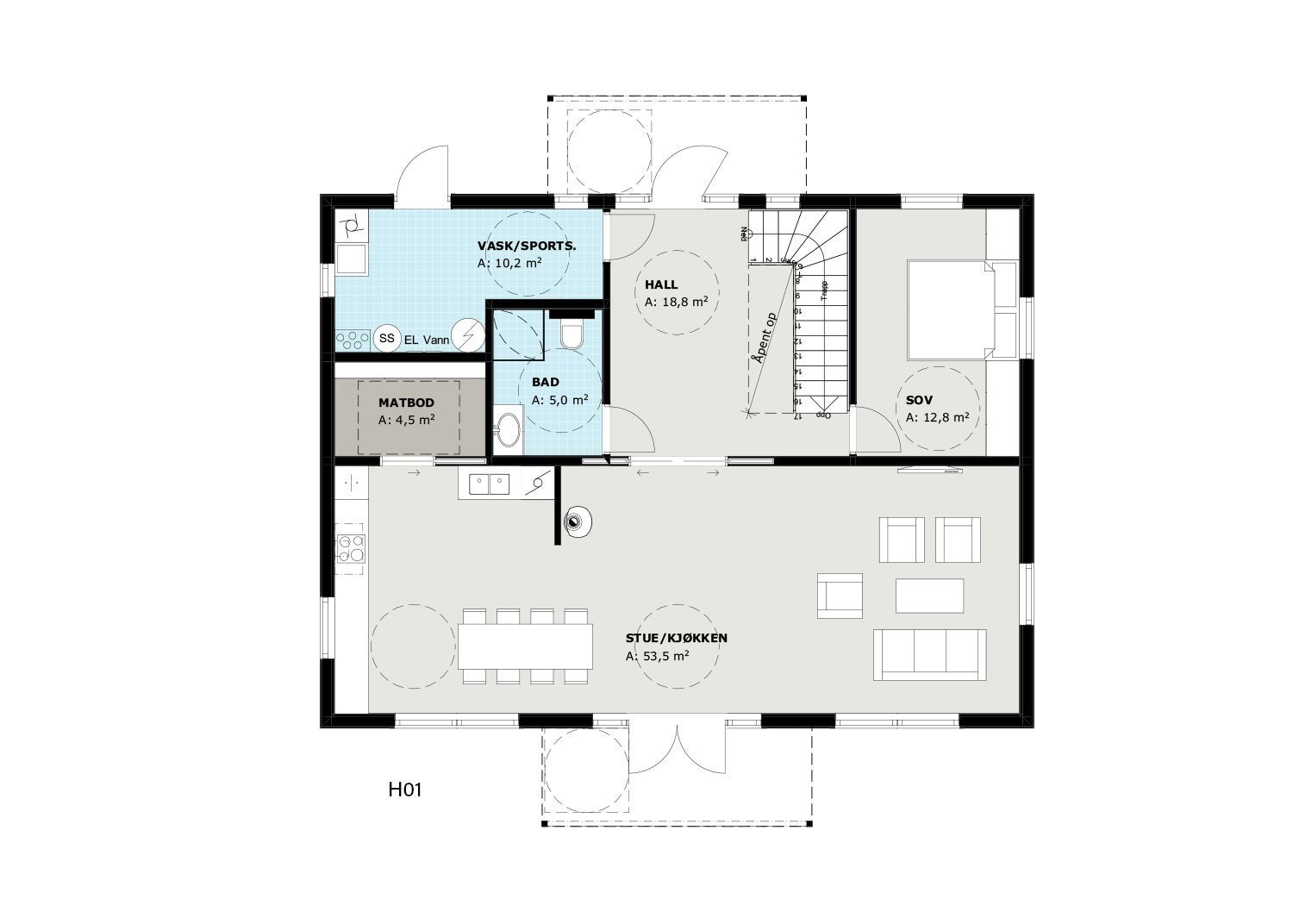 Planløsning 1. etasje Galleribilde