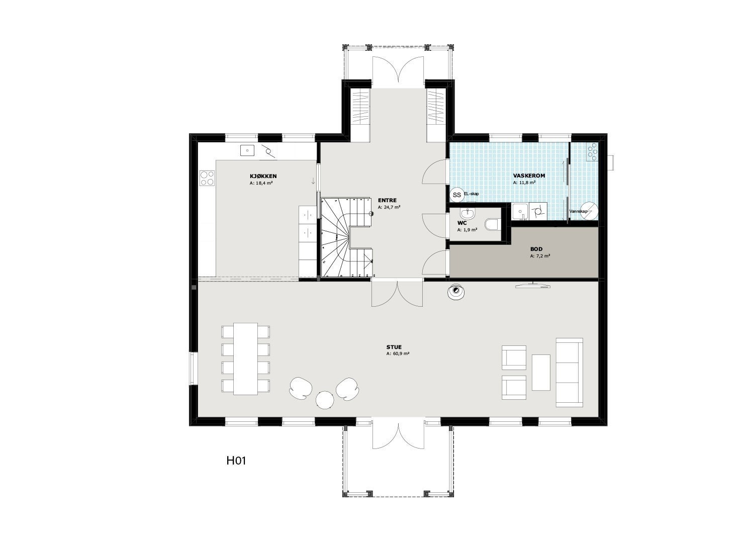 Planløsning 1. etasje Galleribilde