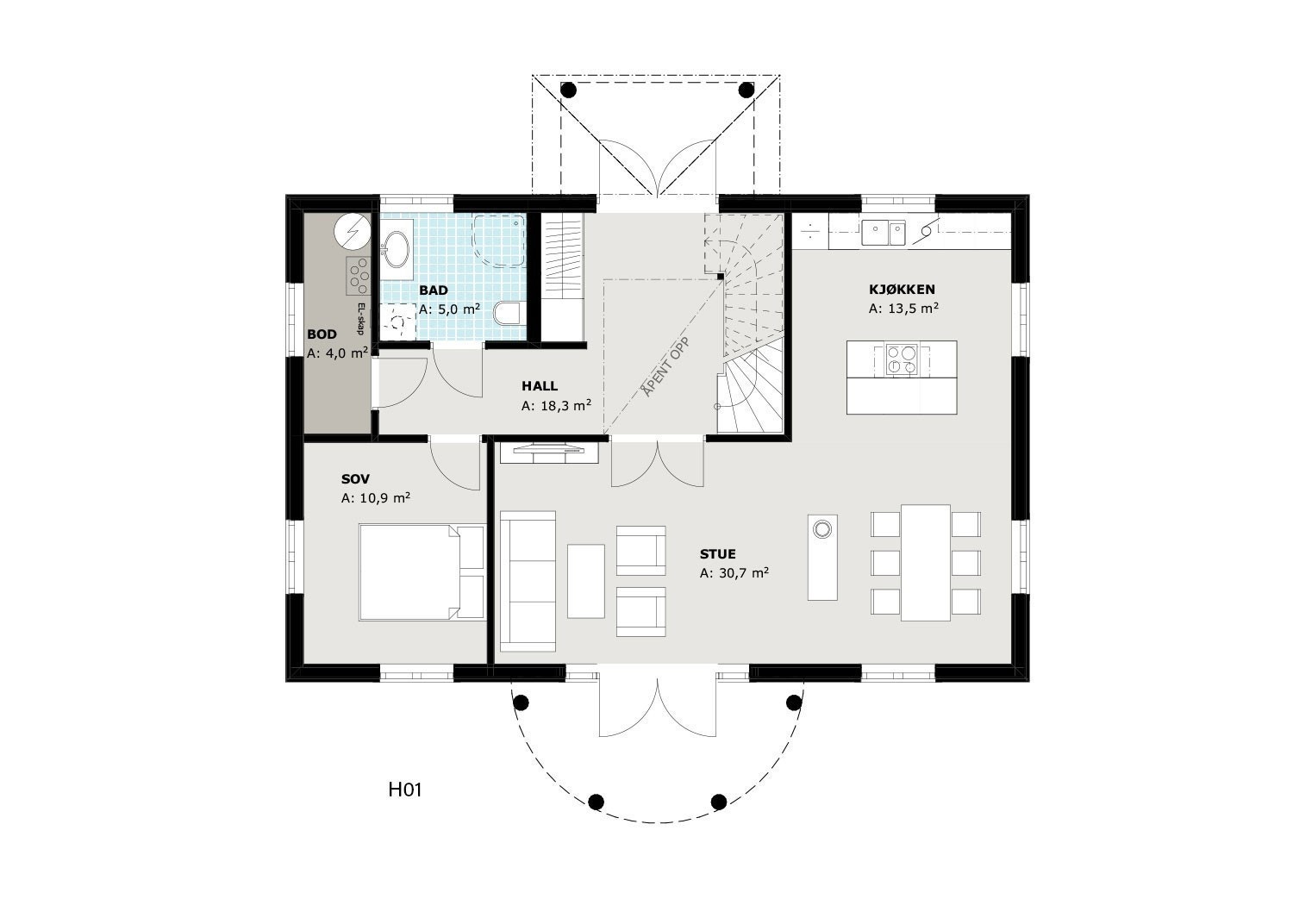 Planløsning 1. etasje Galleribilde