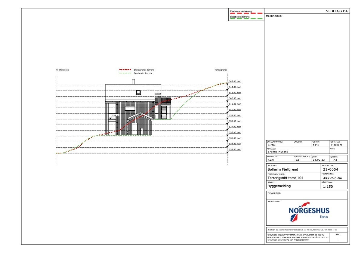 Terrengsnitt tomt 104 Galleribilde