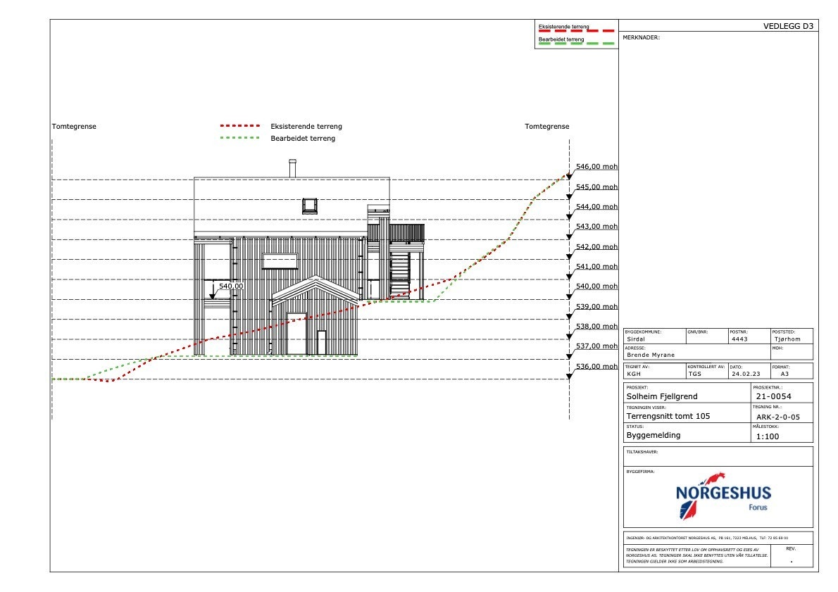 Terrengsnitt tomt 105 Galleribilde